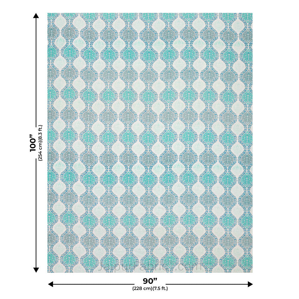 Wavy Ethnic Blueish Green Double Bed Dohar Blanket